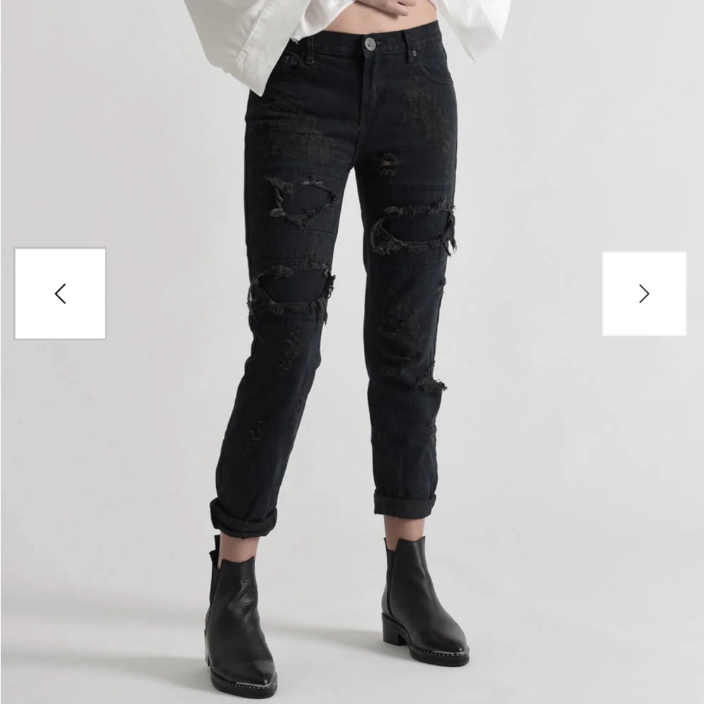 One Teaspoon Awesome Baggies Black Wash Jeans